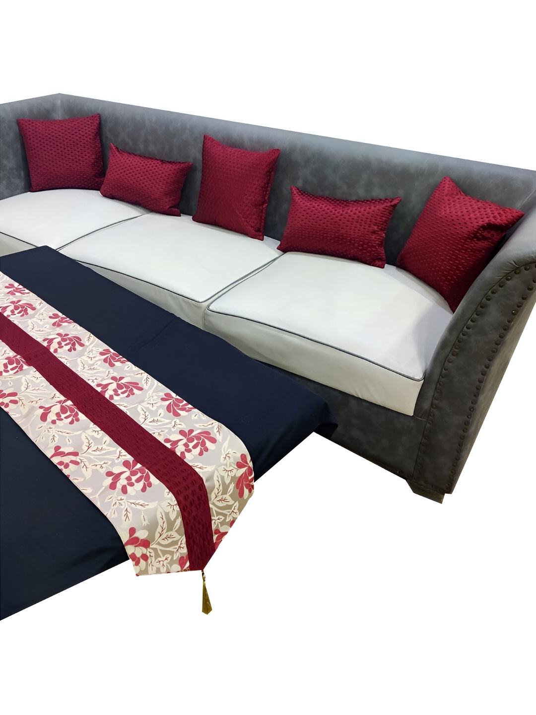 

Good Vibes Maroon 6 Pieces Printed Square Cushion Covers and Table Runner