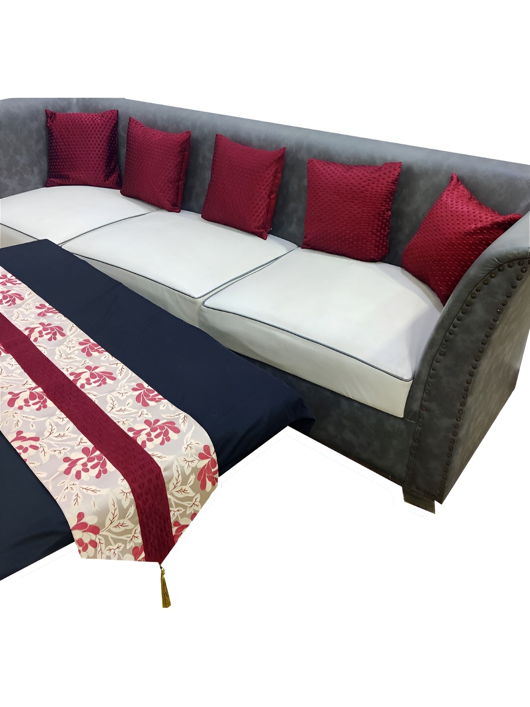 

Good Vibes Maroon 6 Pieces Printed Square Cushion Covers and Table Runner