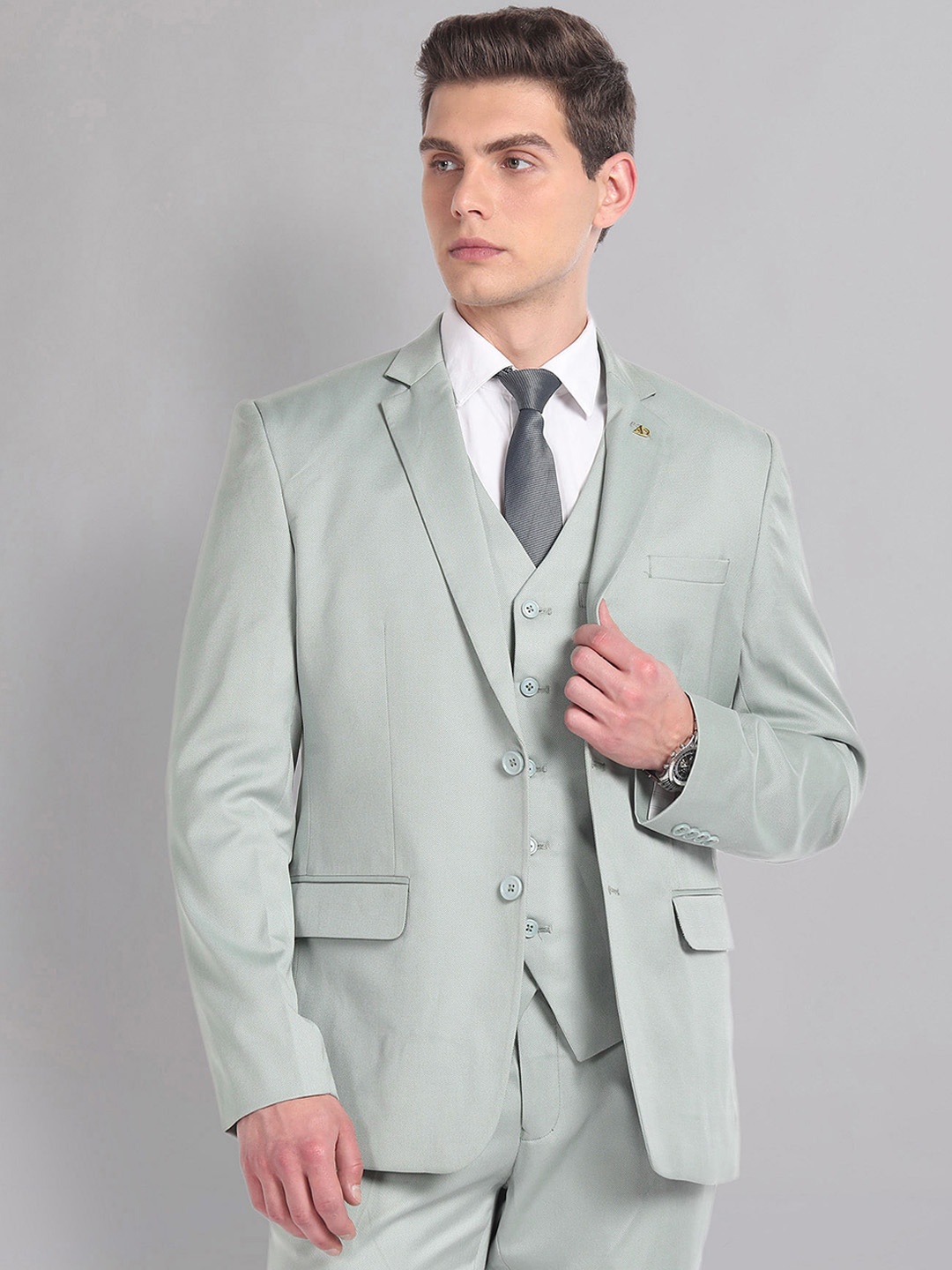 

AD By Arvind Single-Breasted Three-Piece Formal Suit, Green