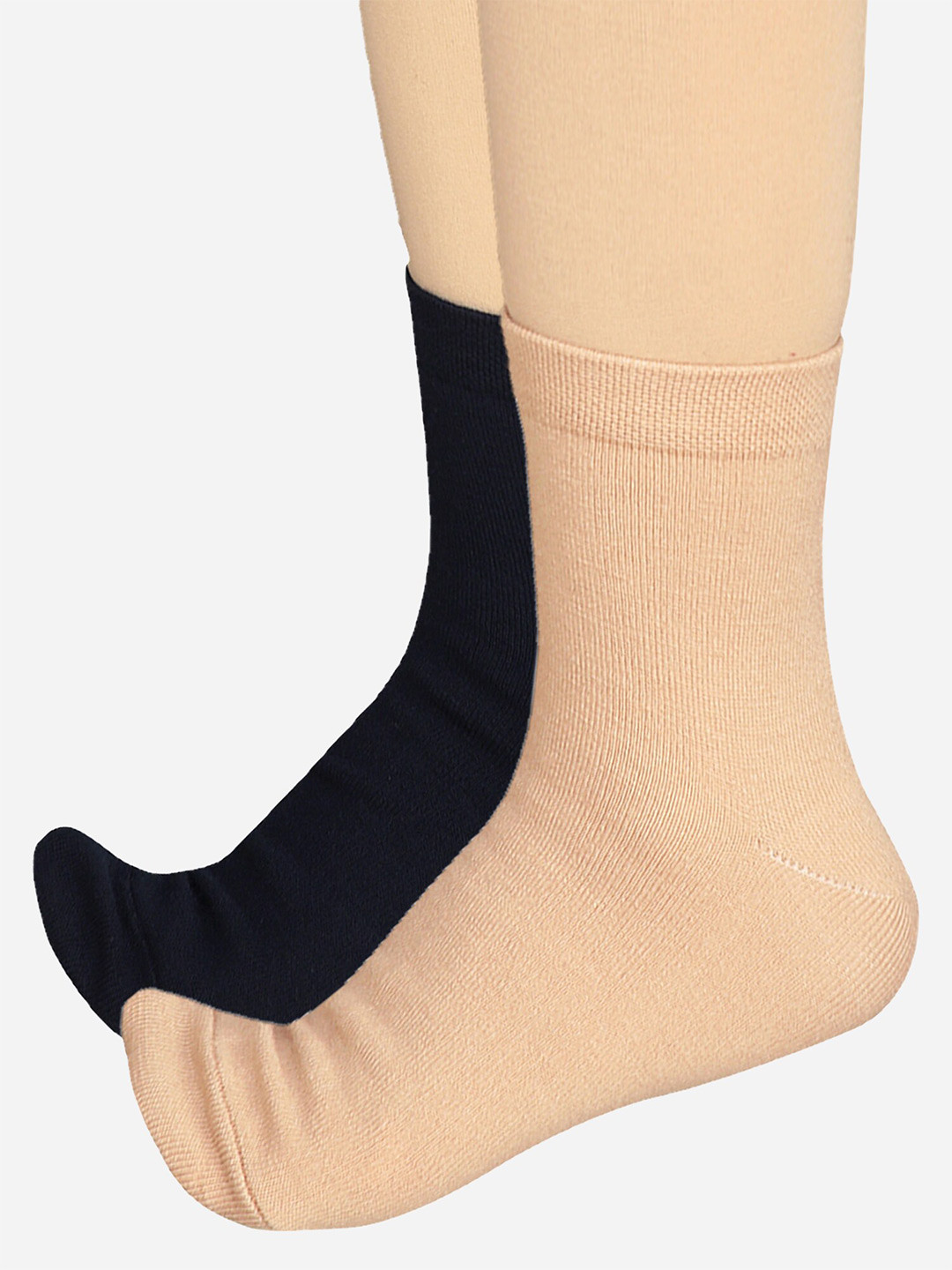 

Bodycare Women Pack Of 2 Cotton Anti-Bacterial Mid Calf Length Socks, Navy blue