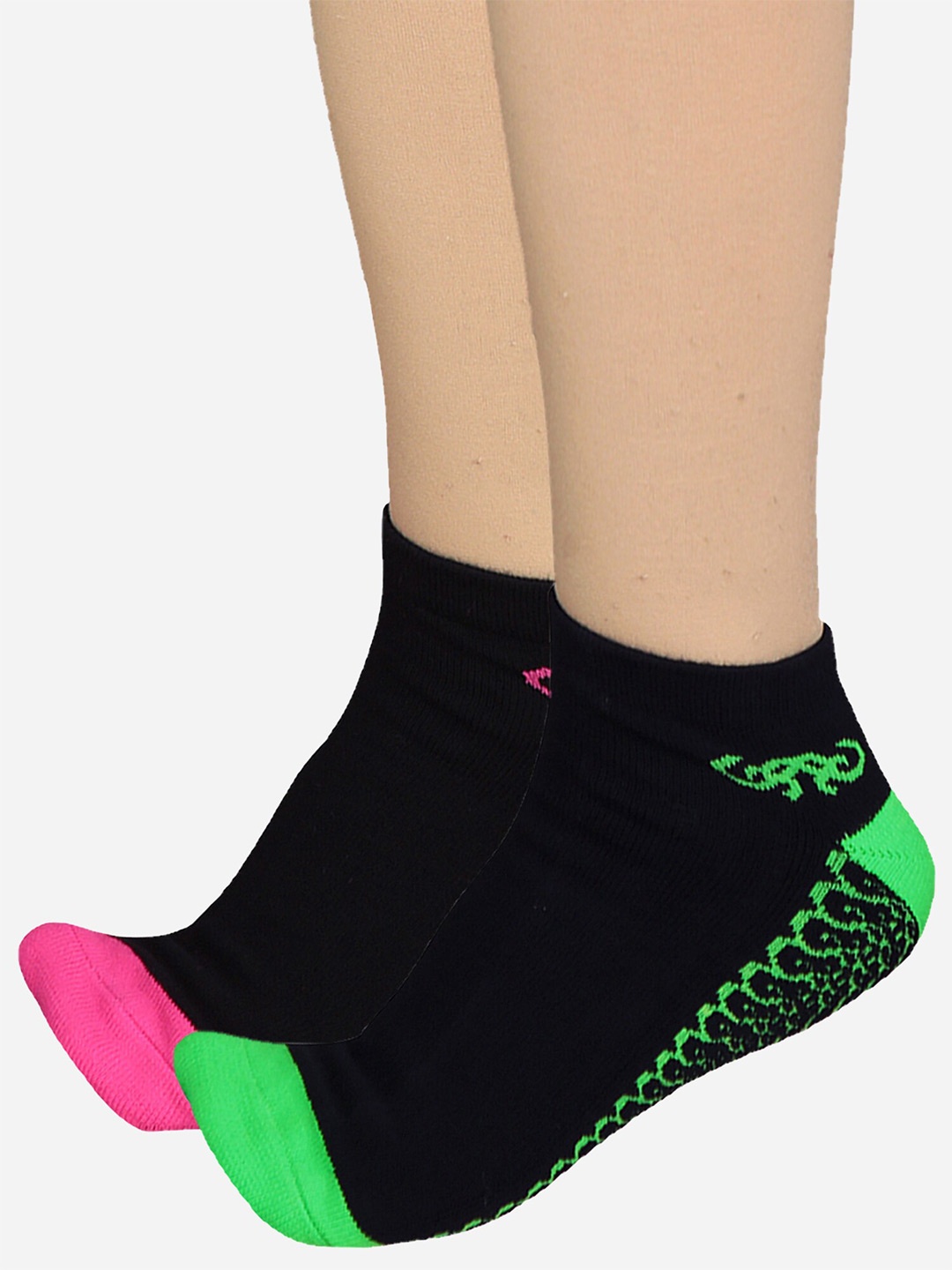 

Bodycare Women Pack Of 2 Patterned Odour-Free Ankle-Length Socks, Black