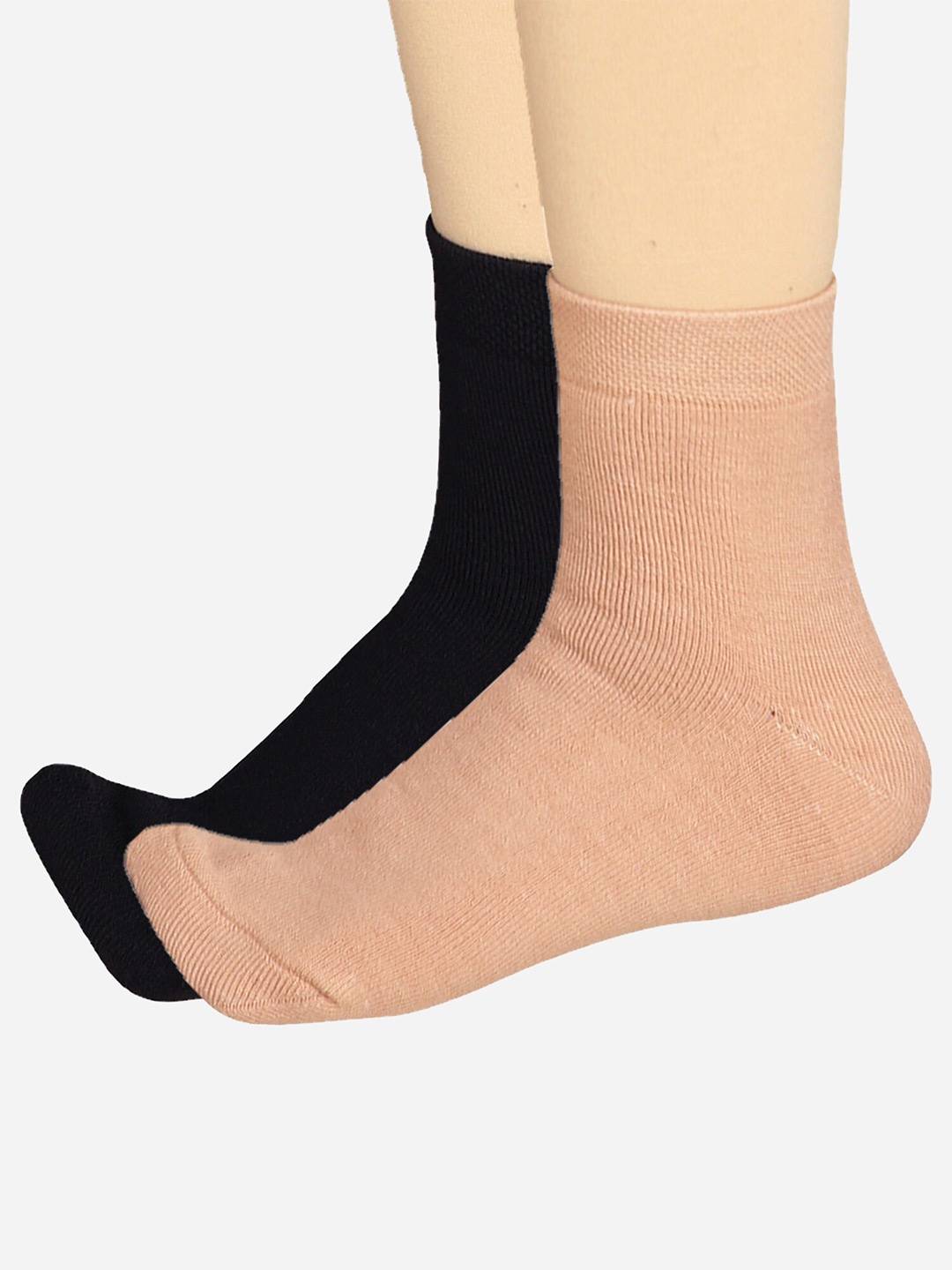 

Bodycare Women Pack Of 2 Cotton Anti-Bacterial Mid Calf Length Socks, Black