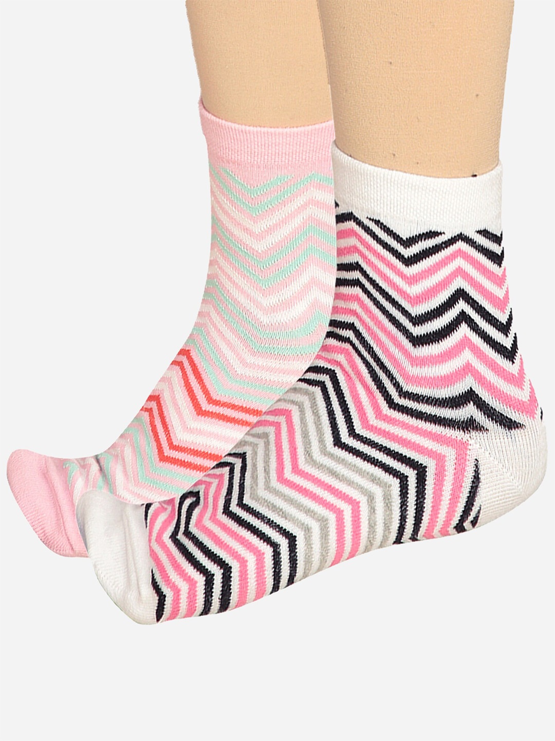 

Bodycare Women Pack Of 2 Printed Cotton Anti-Bacterial Above Ankle Length Socks, Pink