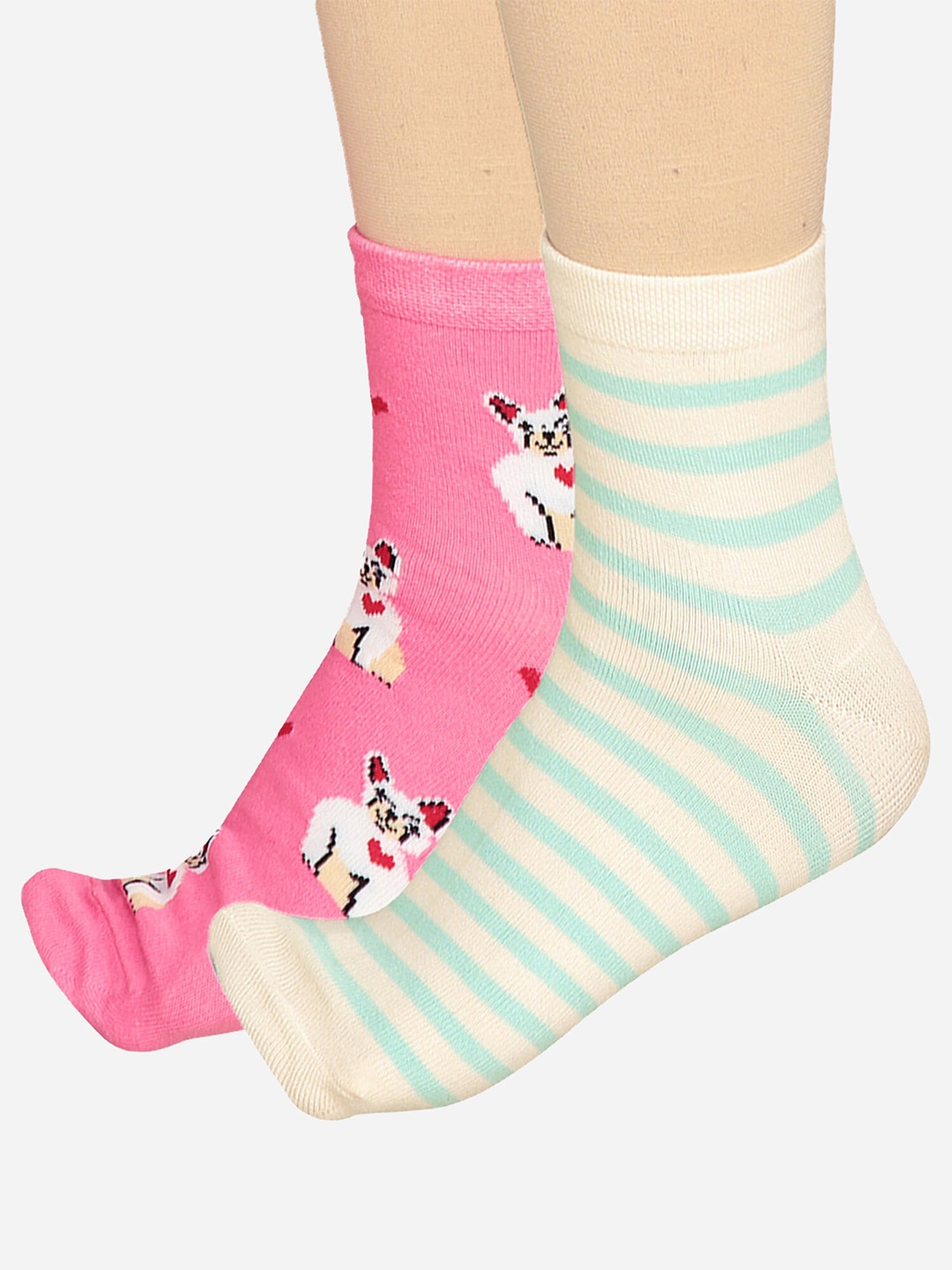 

Bodycare Women Pack Of 2 Odour-Free Mid-Calf Length Socks, Pink