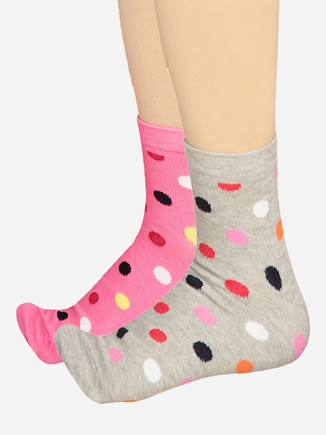 

Bodycare Women Pack Of 2 Patterned Odour-Free Mid-Calf-Length Socks, Pink