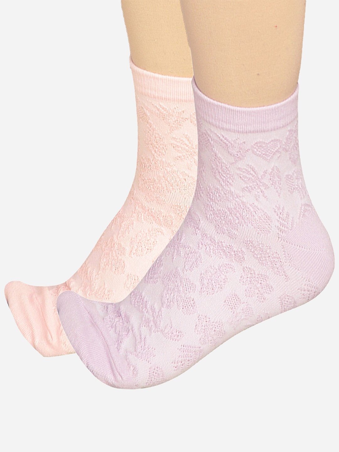 

Bodycare Women Pack Of 2 Patterned Odour-Free Mid-Calf-Length Socks, Pink
