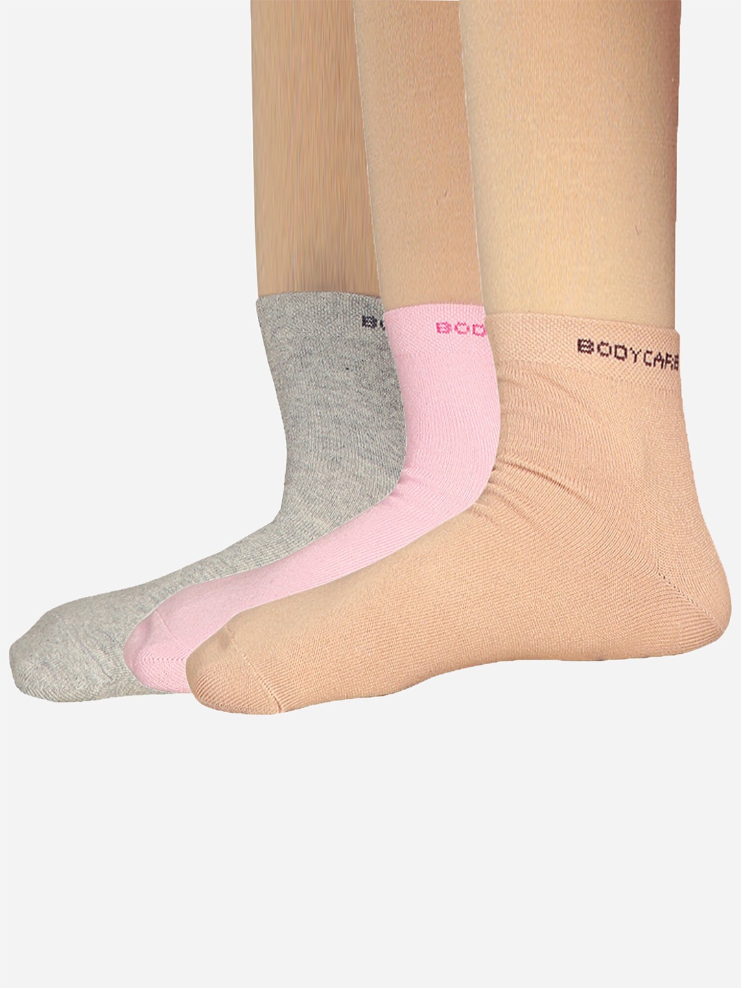 

Bodycare Women Pack Of 3 Cotton Above Ankle-Length Socks, Grey