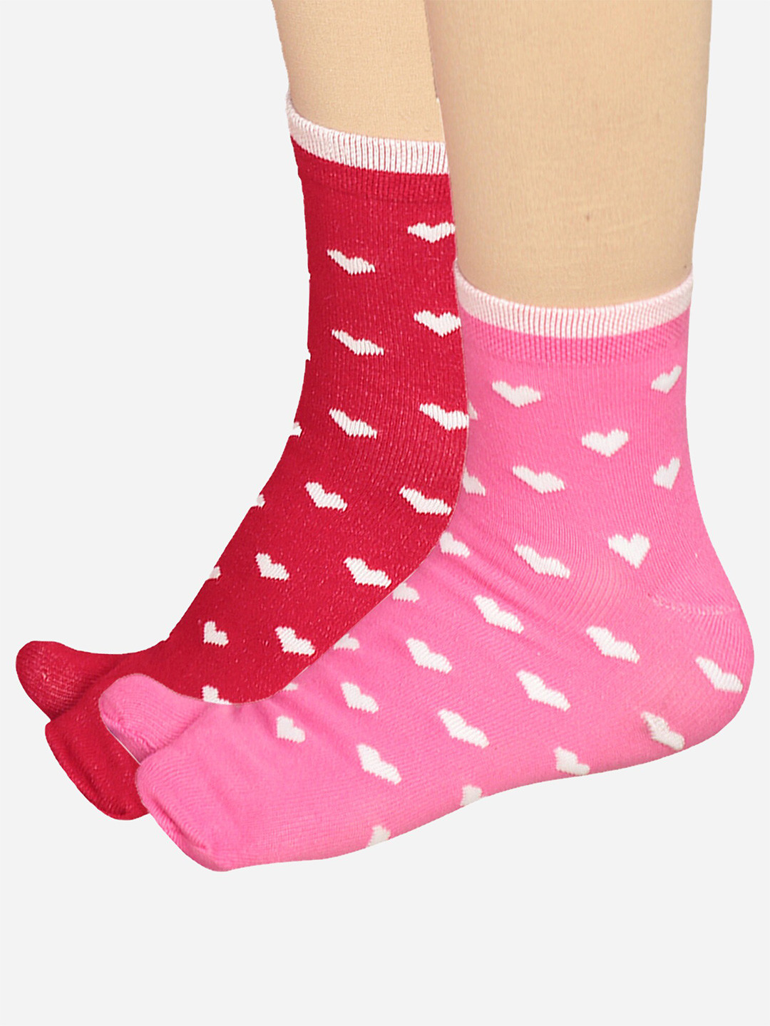 

Bodycare Women Pack Of 2 Patterned Odour-Free Mid-Calf-Length Thumb Socks, Red
