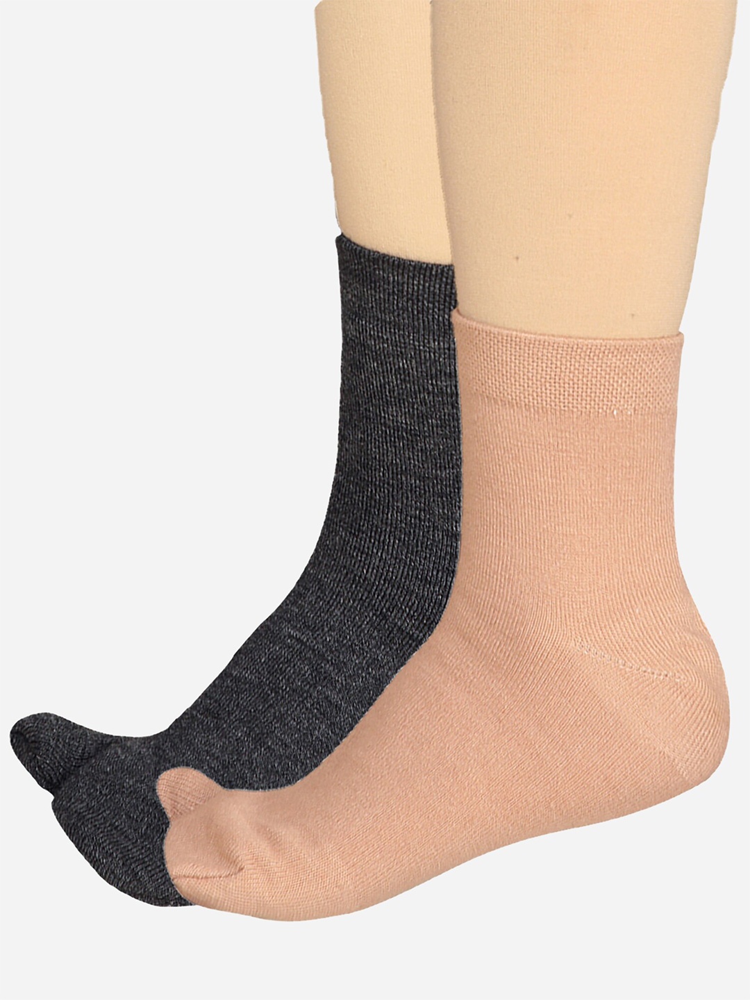 

Bodycare Women Pack Of 2 Odour-Free Mid Calf-Length Thumb Socks, Charcoal