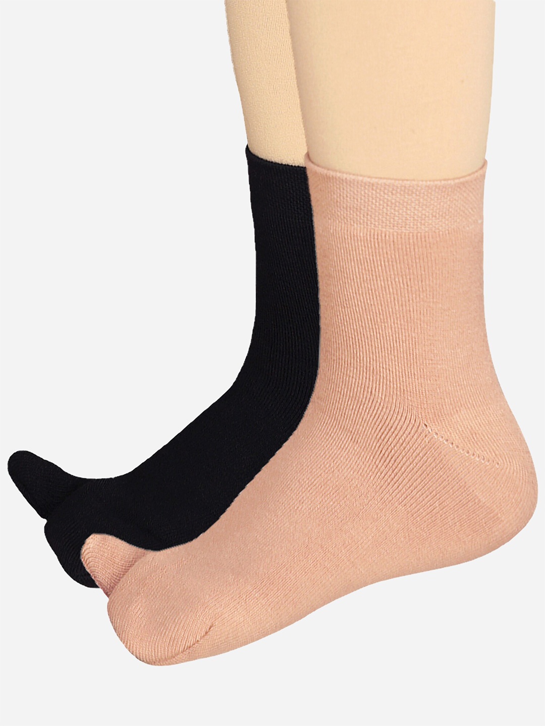 

Bodycare Women Pack Of 2 Odour-Free Mid-Calf-Length Thumb Socks, Black