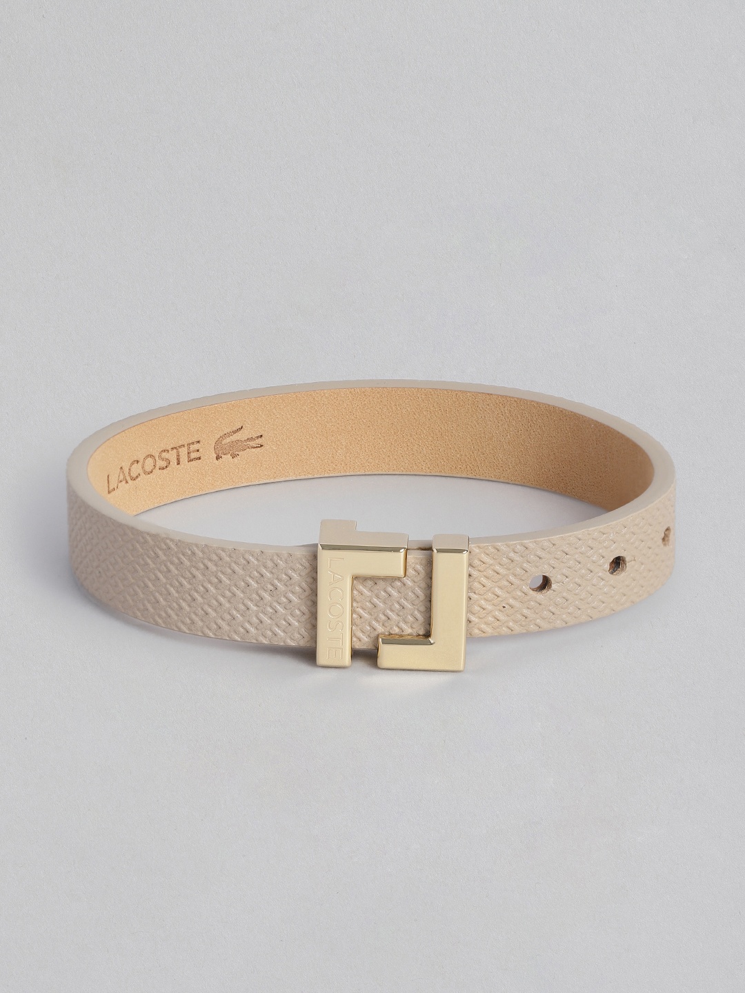 

Lacoste Women Lura Leather Wraparound Bracelet, Beige