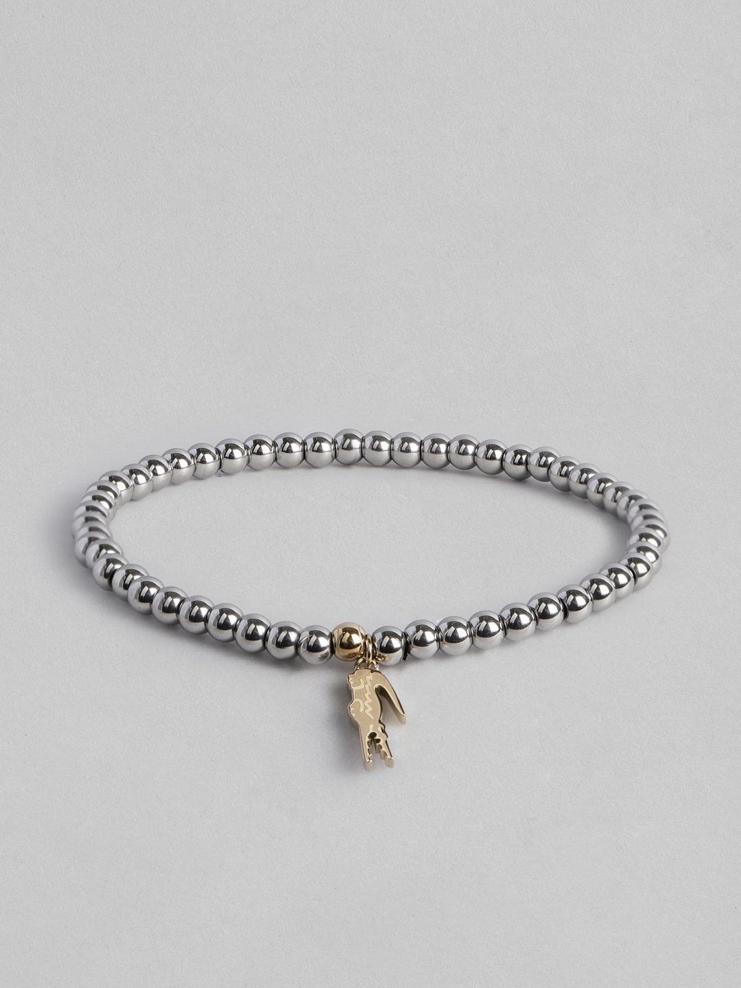 

Lacoste Women Orbe Brass-Plated Elasticated Bracelet, Silver