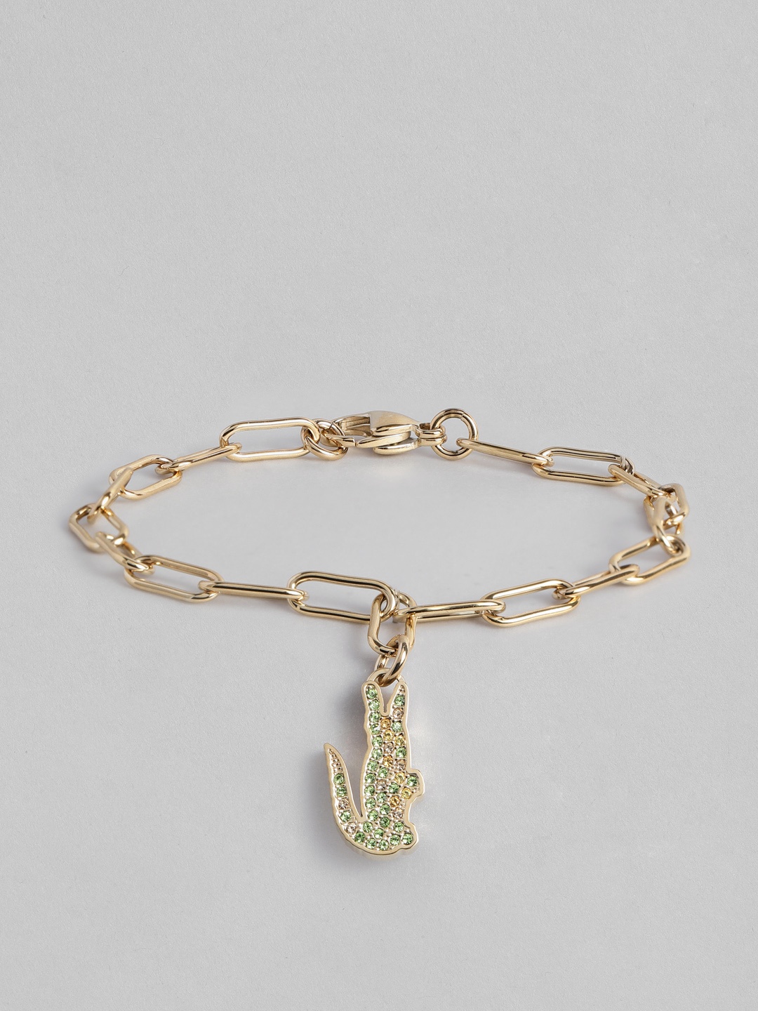 

Lacoste Women Crocodile Brass-Plated Link Bracelet, Gold