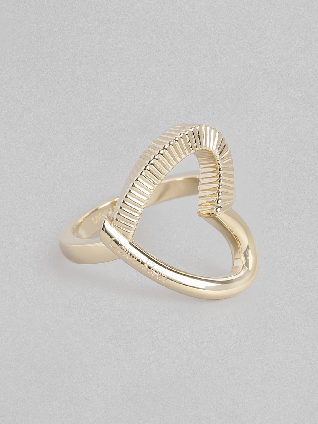 Calvin Klein Women Minimalistic Hearts Brass-Plated Finger Ring, Gold