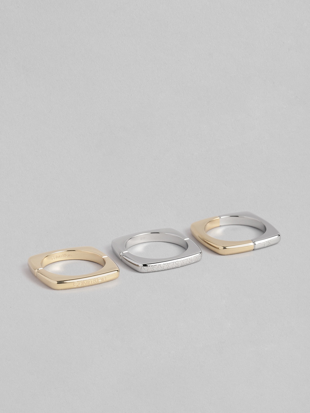 

Calvin Klein Pack of 3 Brass-Plated Finger Rings, Gold