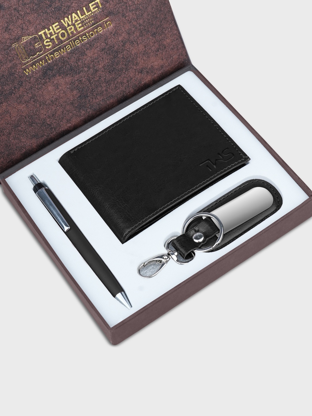 

The Wallet Store Men Leather Accessory Gift Set, Black