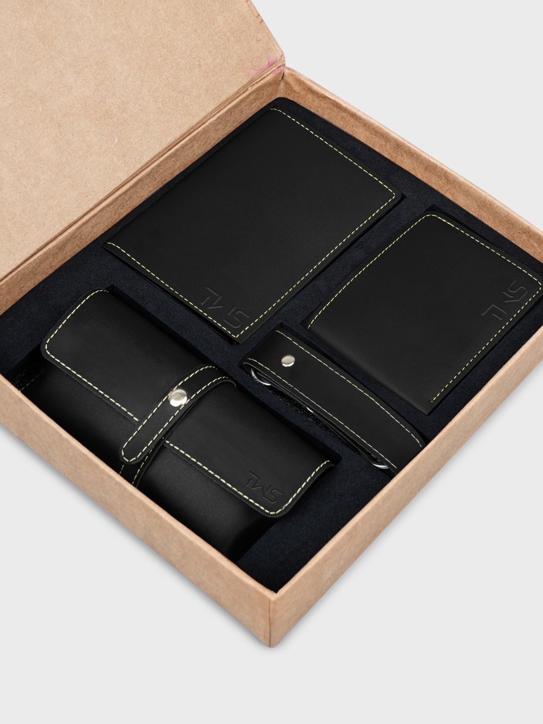 

The Wallet Store Men Leather Accessory Gift Set, Black