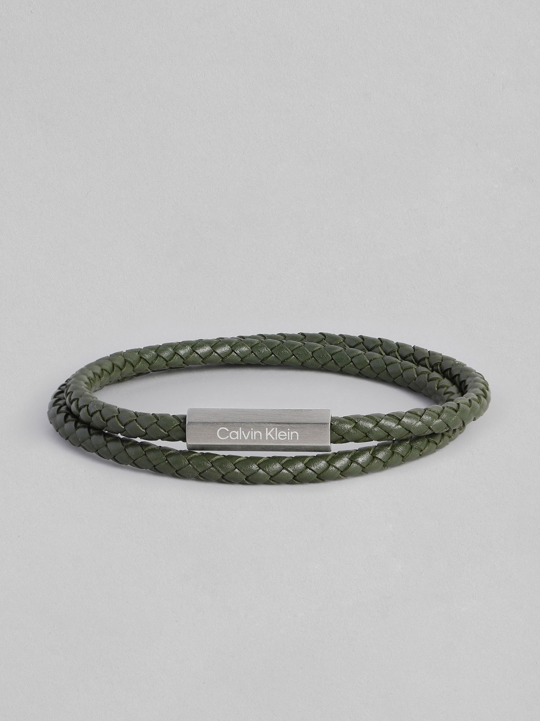 

Calvin Klein Men Leather Wraparound Bracelet, Green