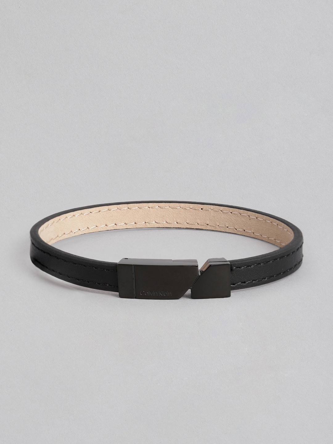 

Calvin Klein Men Leather Bracelet, Black
