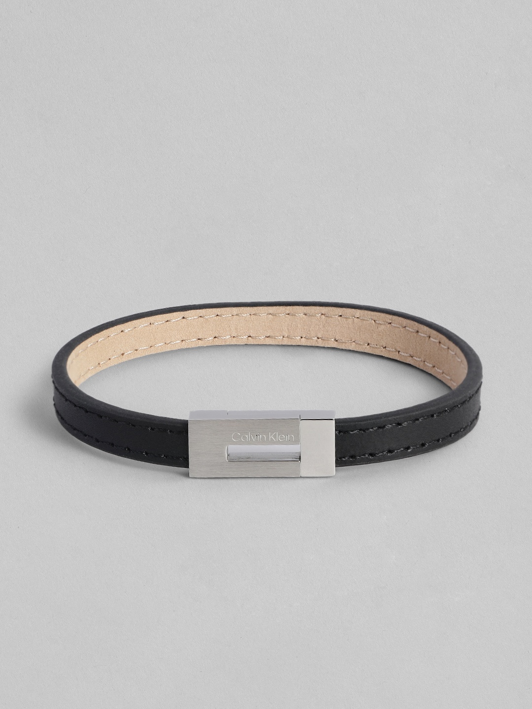 

Calvin Klein Men Leather Bangle-Style Bracelet, Black
