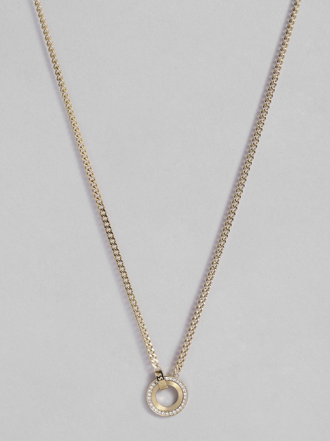 

BOSS Iona Brass-Plated Crystal Studded Chain Design Necklace, Gold