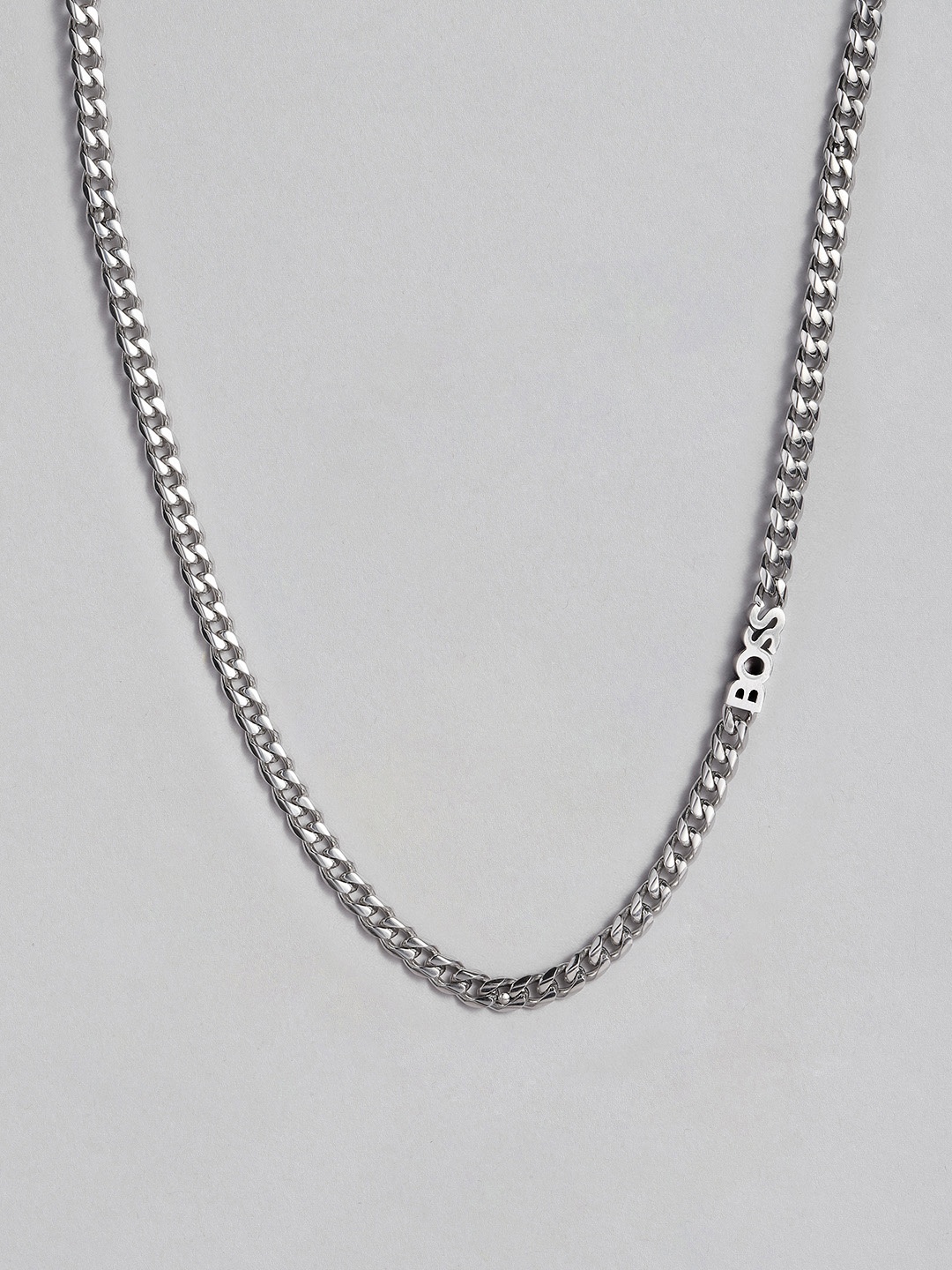 

BOSS Kasfh Brass-Plated Brand Logo Design Necklace, Silver