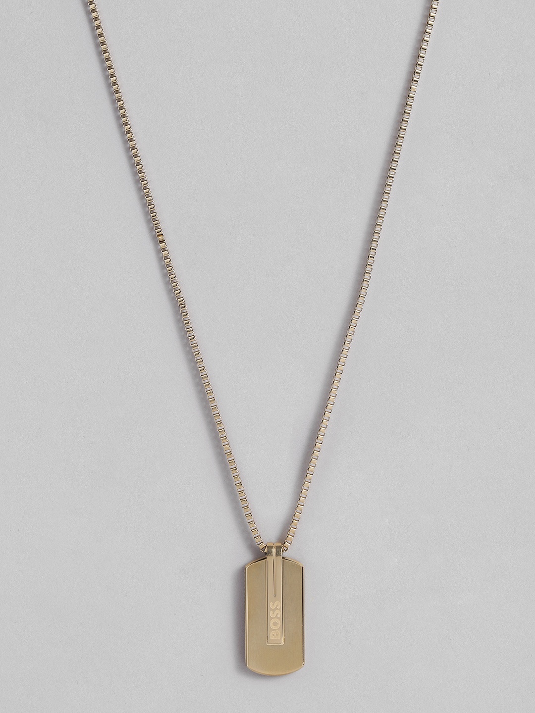 

BOSS Men Olado Geometric Shape Brass-Plated Pendant with Chain, Gold