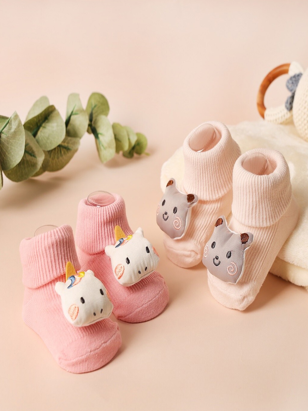 

Kicks & Crawl Infants Pack Of 2 Unicorn & Bear Socks, Pink