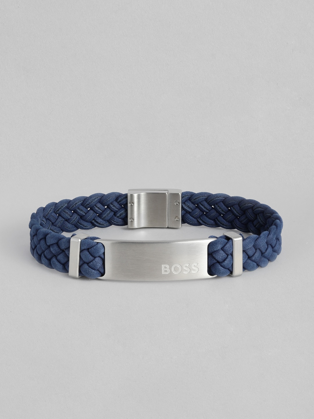 

BOSS Men Dylan Leather Braided Wraparound Bracelet, Navy blue