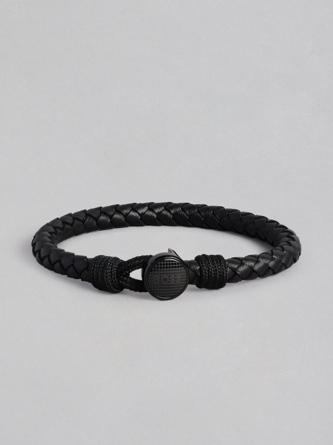 

BOSS Men Thad Classic Leather Braided Wraparound Bracelet, Black