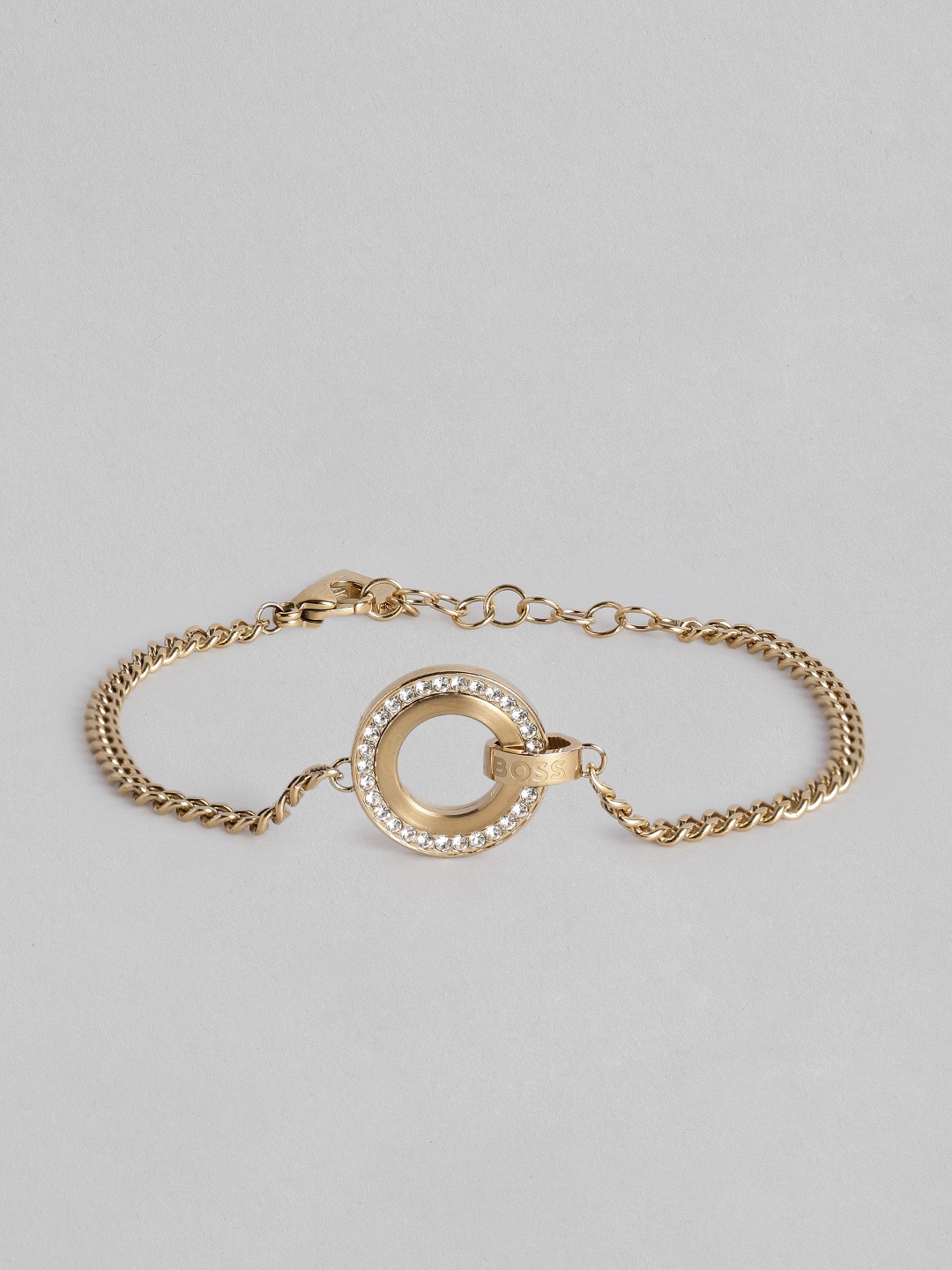

BOSS Iona Stone Studded Brass-Plated Link Bracelet, Gold