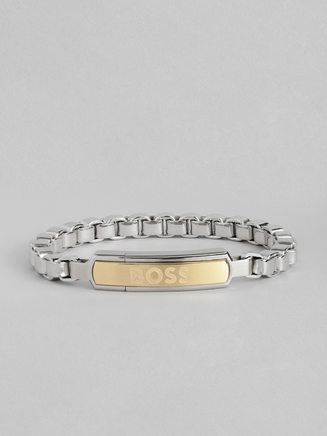 

BOSS Men Devon Brand Logo Link Bracelet, Silver