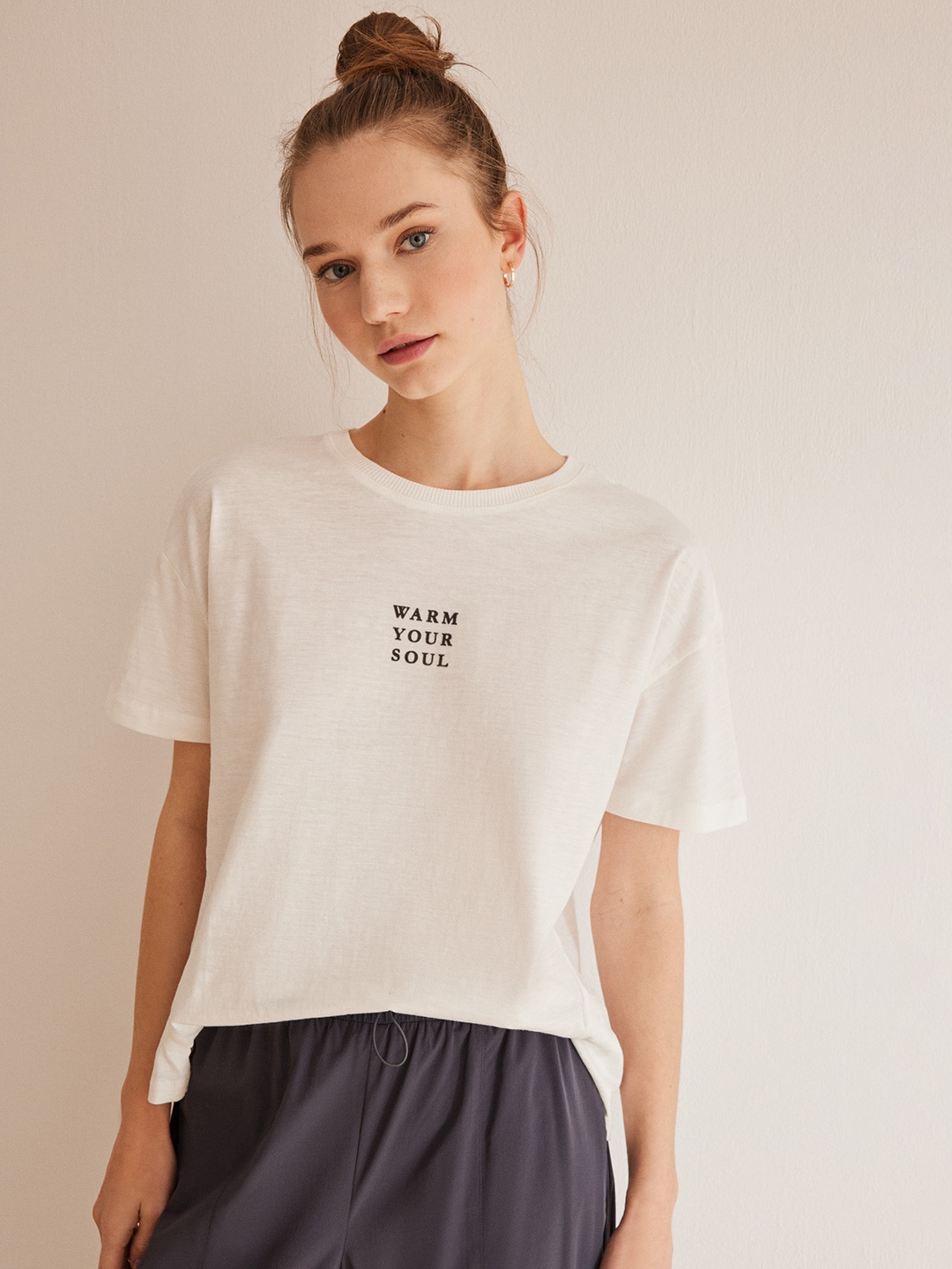 

women'secret Pure Cotton Lounge T-shirt, Off white