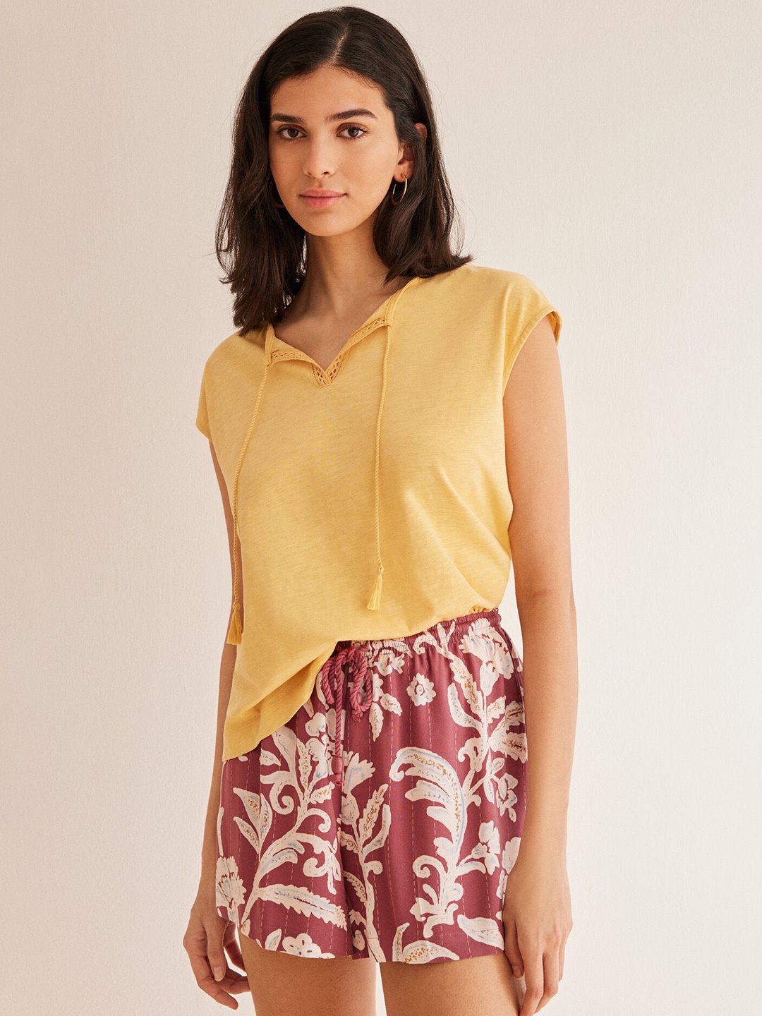 

women'secret Women Printed Lounge Shorts, Mauve