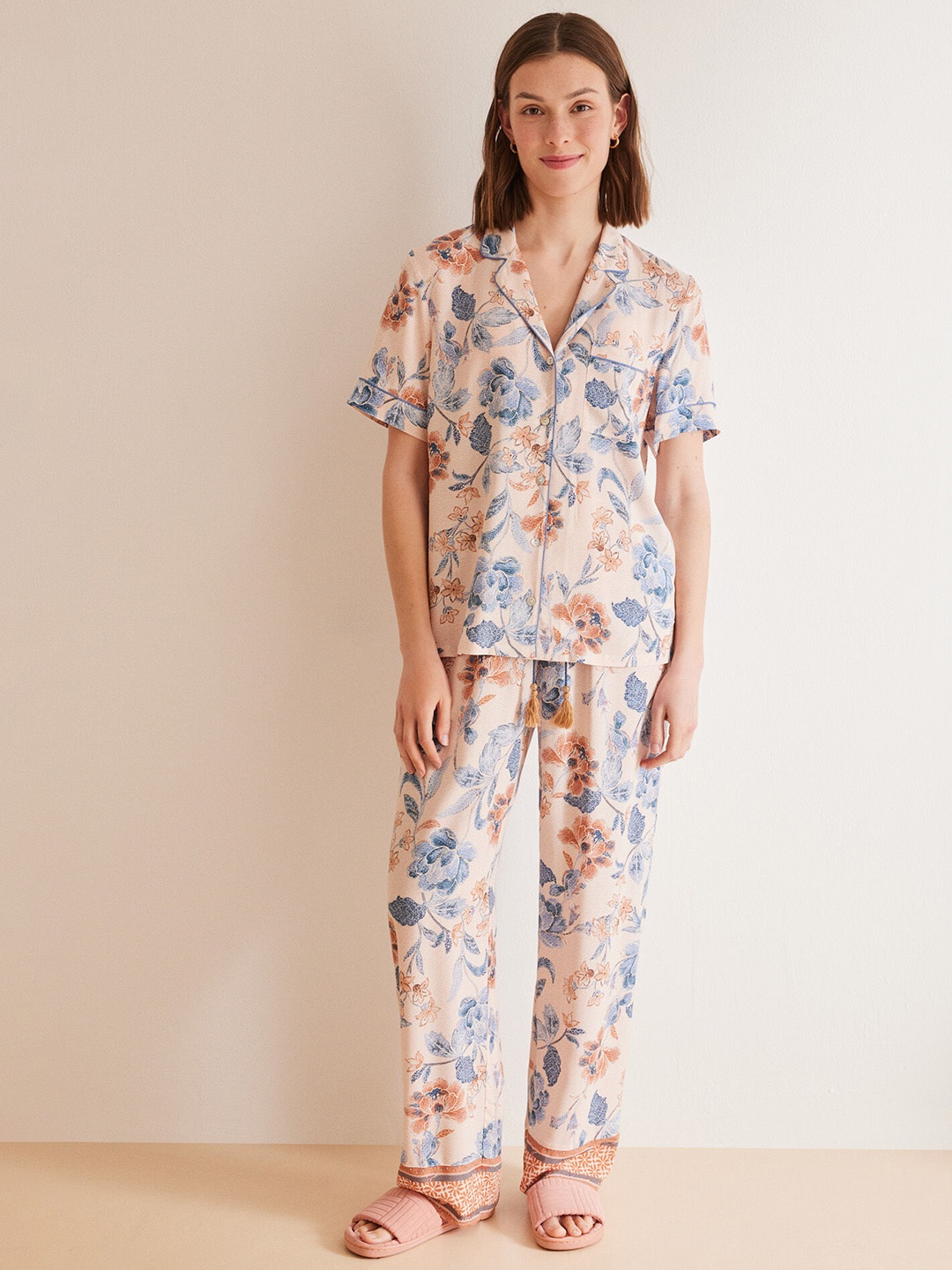 

women'secret Women Floral Printed Night suit, Multi