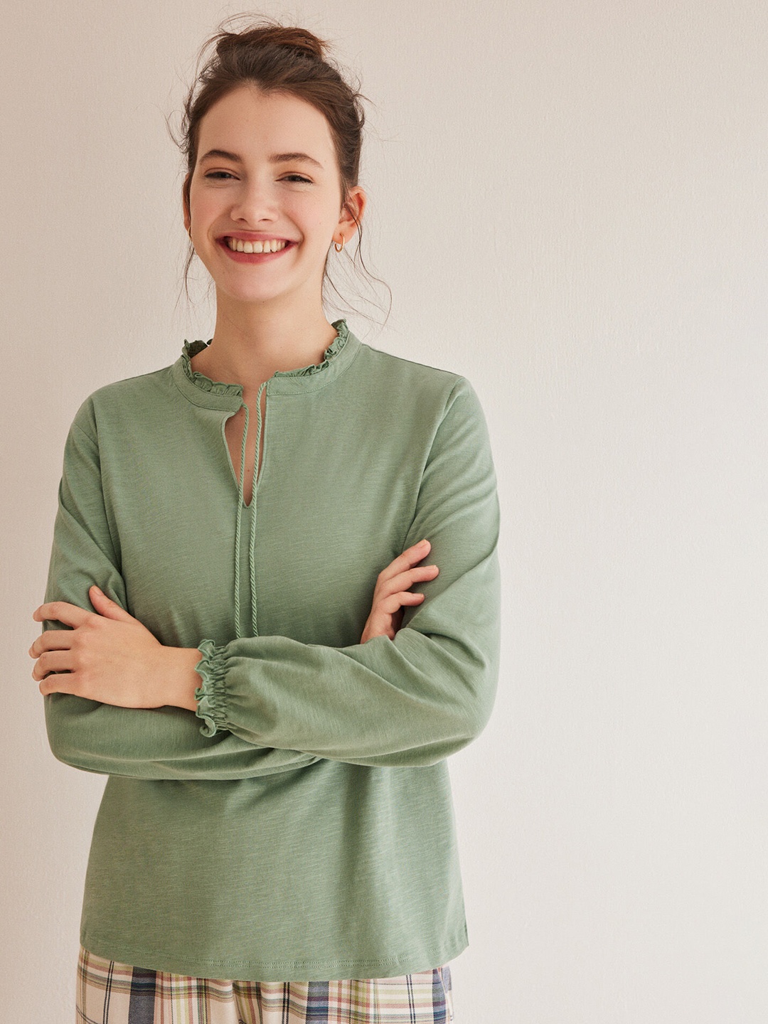 

women'secret Pure Cotton Lounge T-shirt, Green