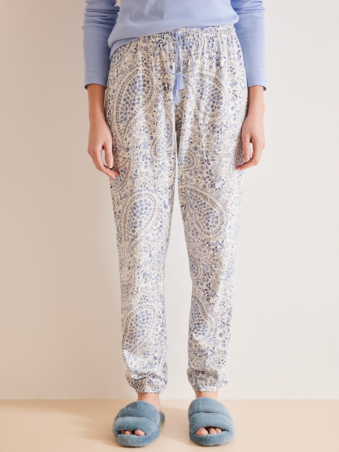 

women'secret Women Printed Lounge Pants, White