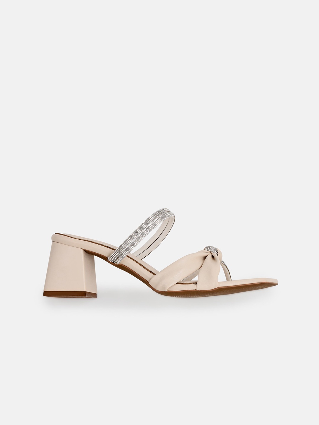 

Kenneth Cole Embellished Open Toe Block Heels, Beige