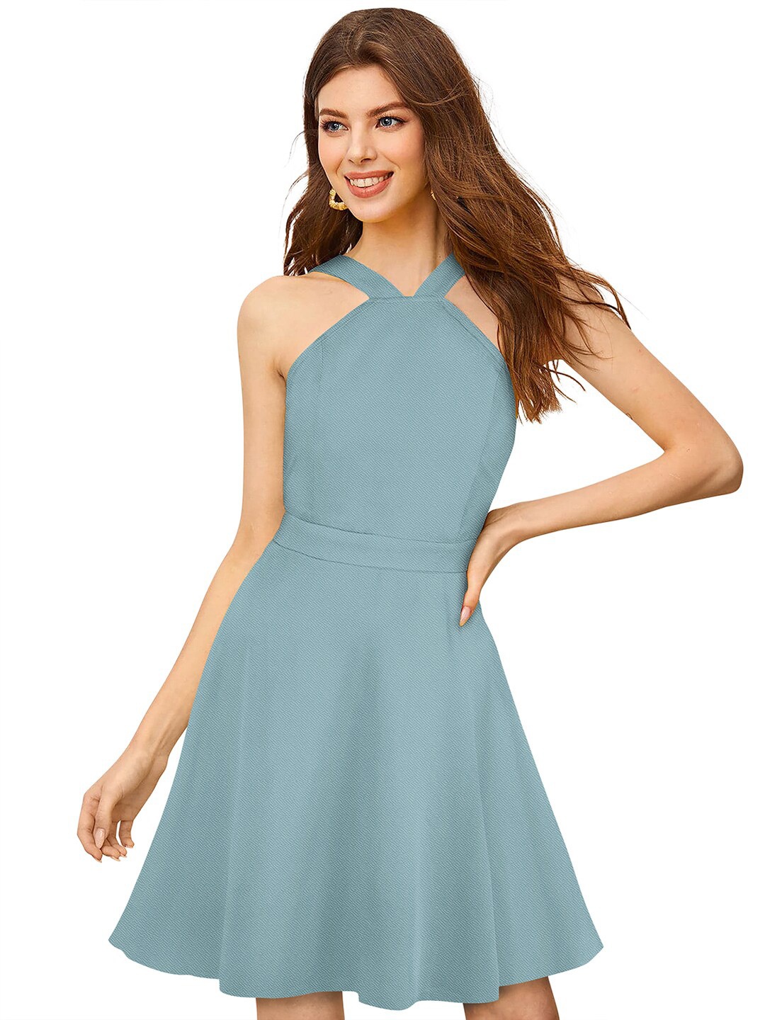 

BAESD Halter Neck Sleeveless Dress, Sea green