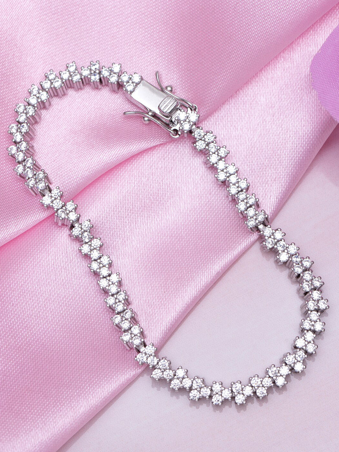 

Zavya Women 925 Pure Silver Cubic Zirconia Silver-Plated Charm Bracelet