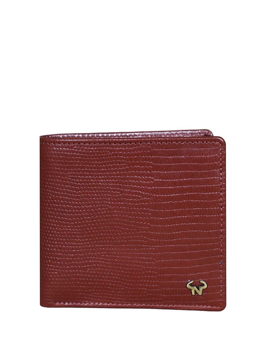 

CALFNERO Animal Textured Leather RFID Two Fold Wallet, Coffee brown