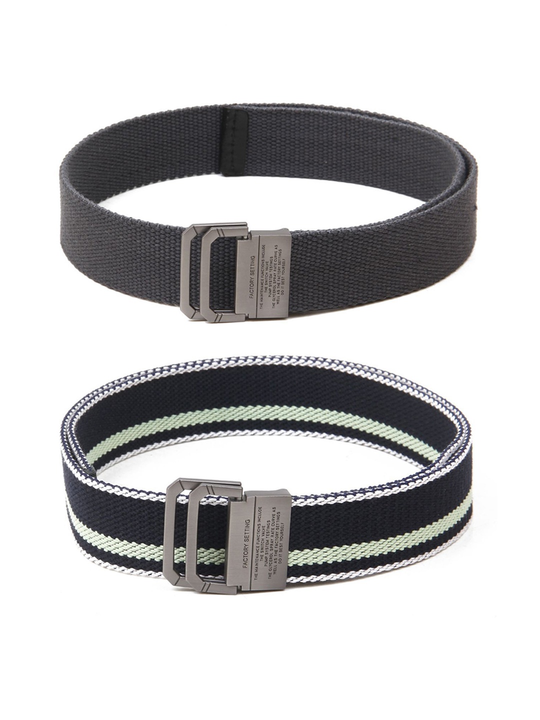 

Calvadoss Women Set Of 2 Textured Canvas Belts, Grey