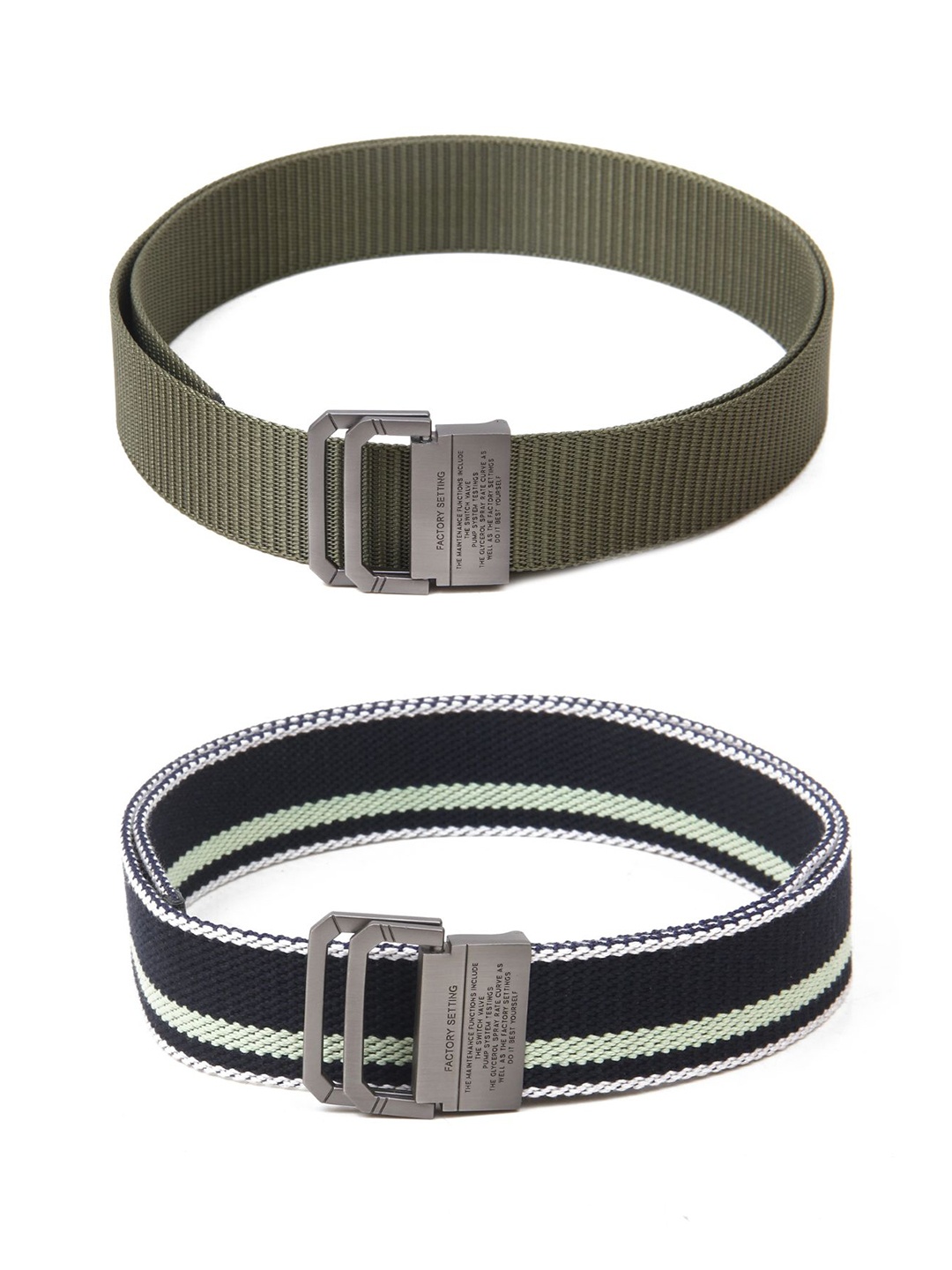 

Calvadoss Women Set Of 2 Textured Belt, Green