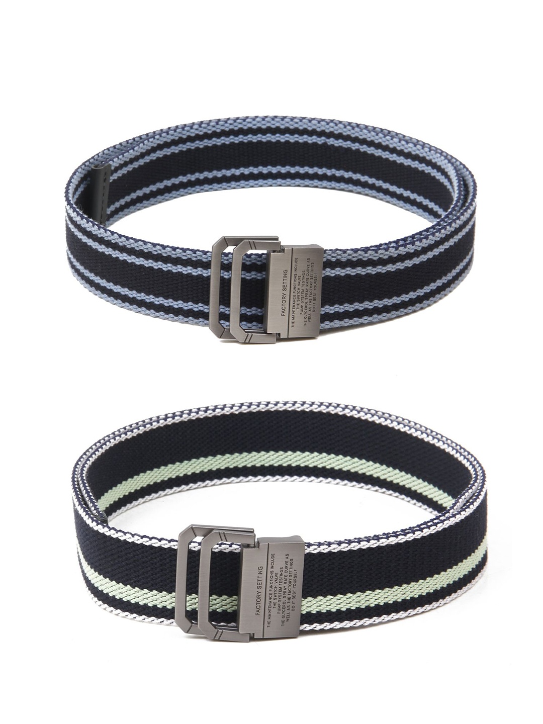 

Calvadoss Women Set Of 2 Textured Belts, Navy blue