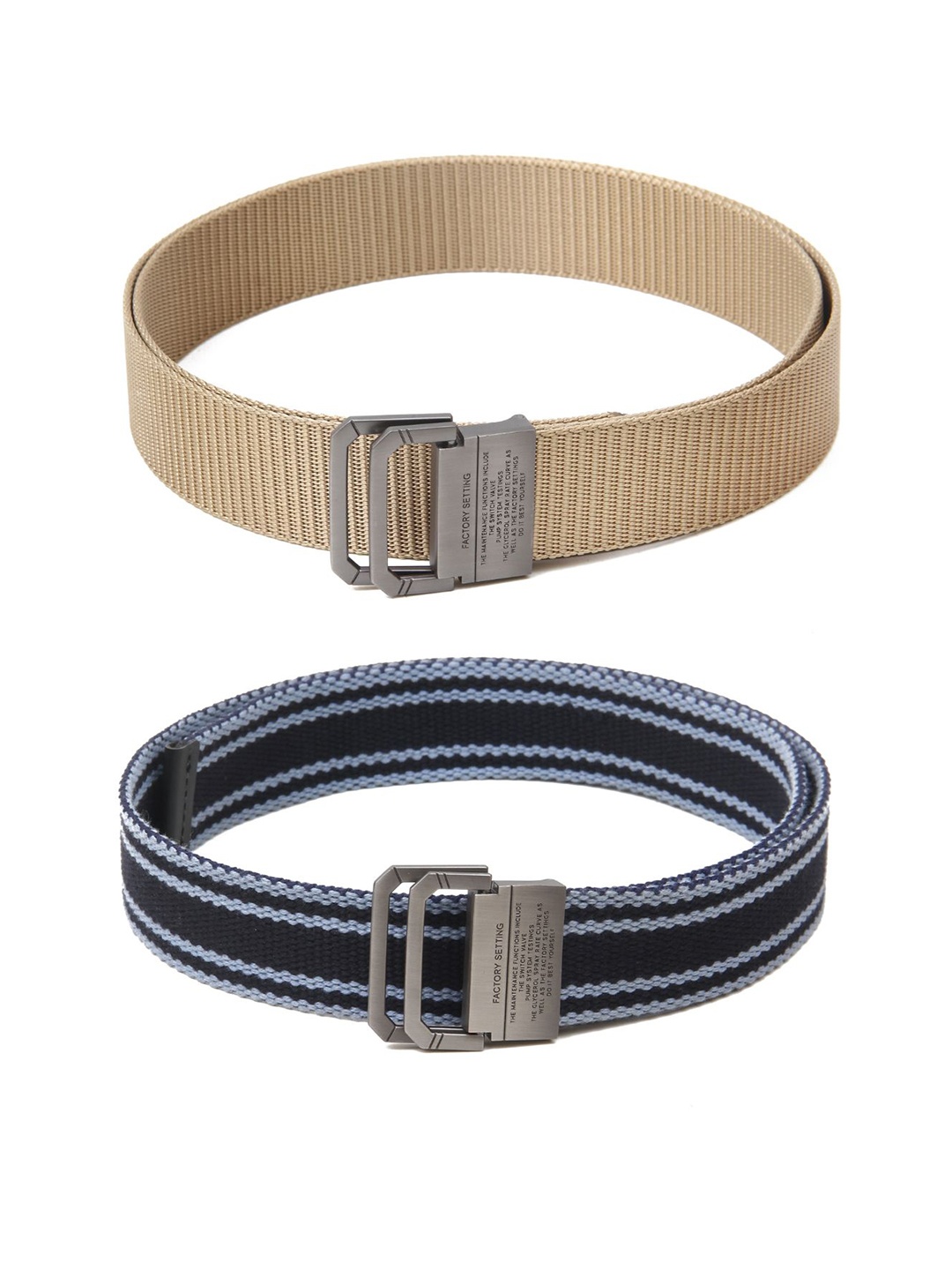 

Calvadoss Women Set of 2 Textured Belts, Beige