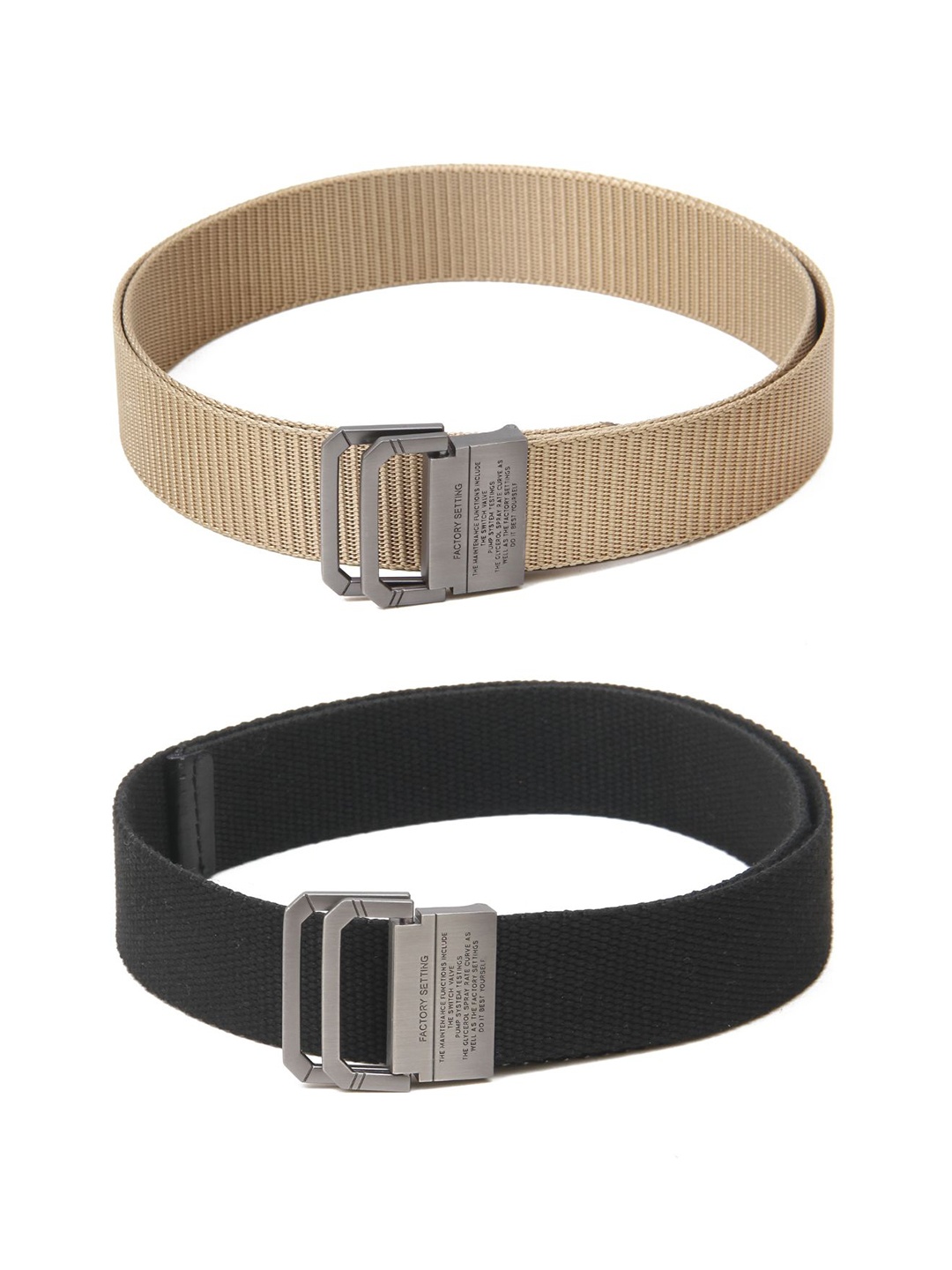 

Calvadoss Women Set Of 2 Textured Belts, Beige