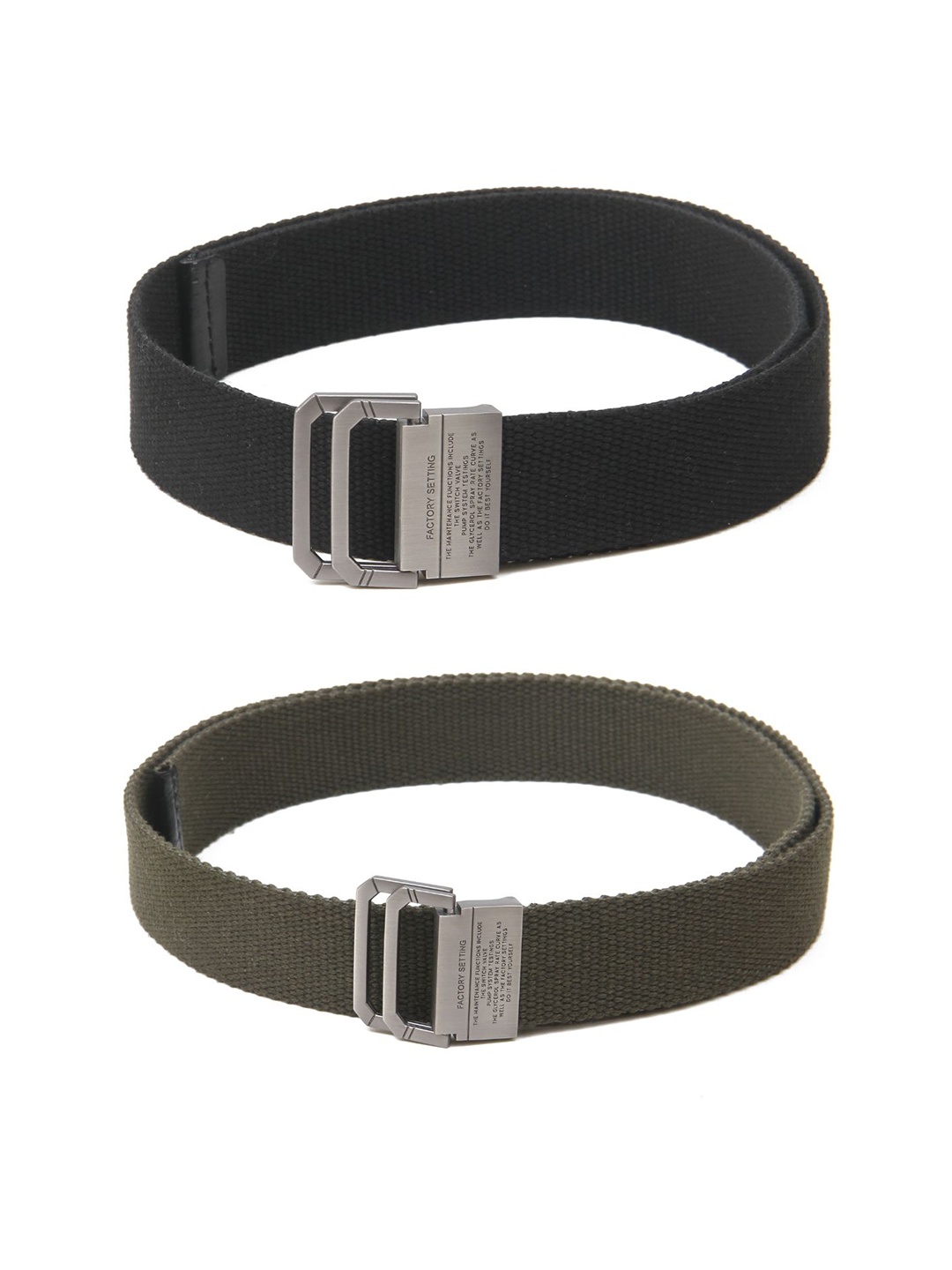

Calvadoss Women Set Of 2 Textured Belts, Black
