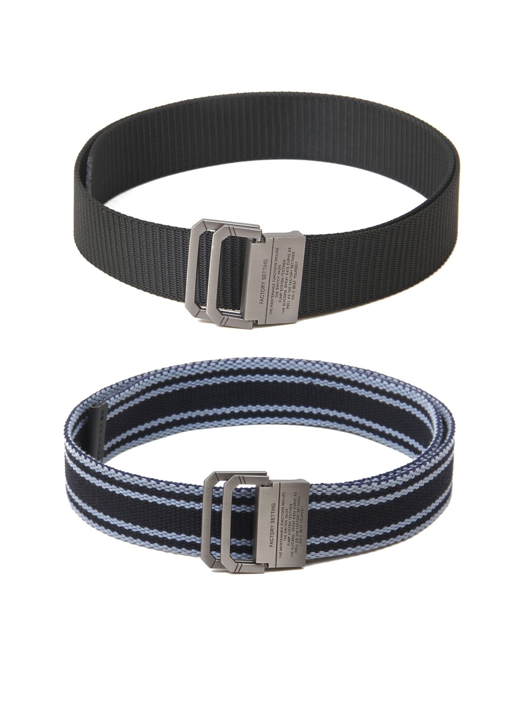 

Calvadoss Women Set Of 2 Textured Belts, Black