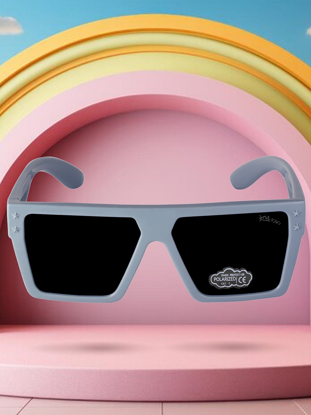 

Kool Kidz Kids Square Sunglasses with Polarised and UV Protected Lens KKSP 0003 GRY, Grey