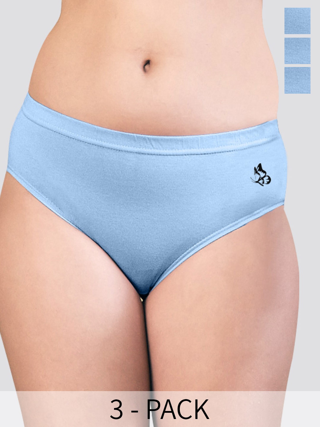

Kalyani Eve Pack Of 3 Pure Cotton Anti-Odour Hipster Briefs, Blue